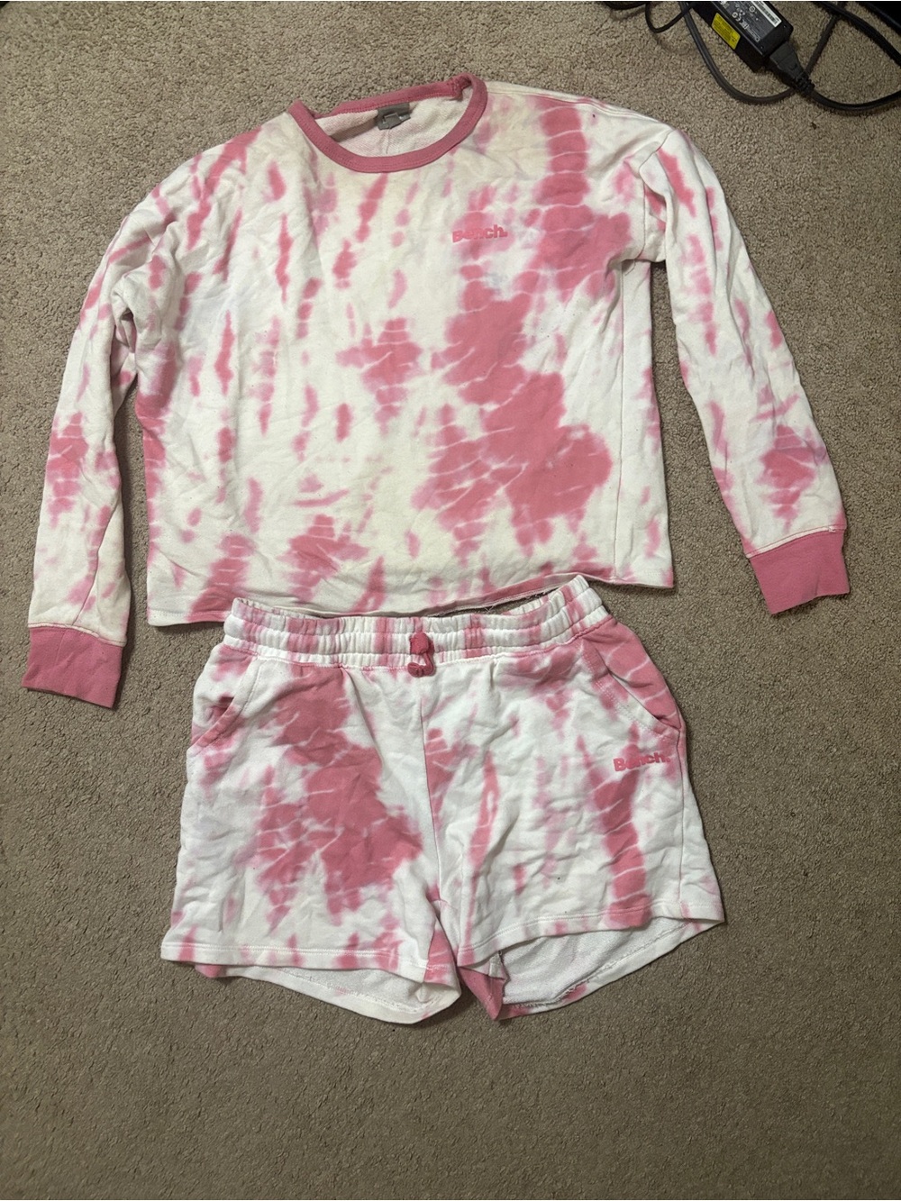 Bench Pink and White Tie-Dye Kids Pajama Set